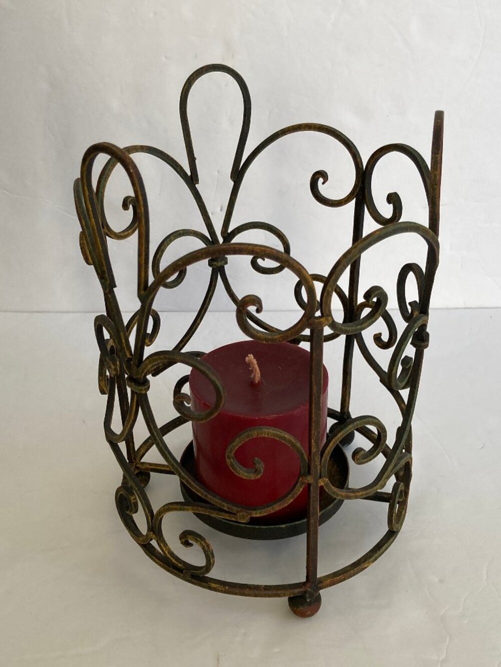 Rustic  Scroll Metal Candle Holder